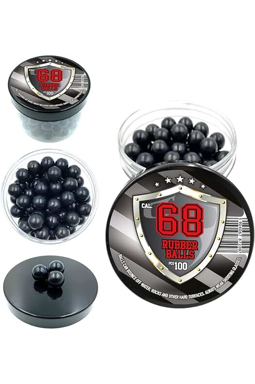 100 unidades de bolas de goma maciza para paintball en calibre 68