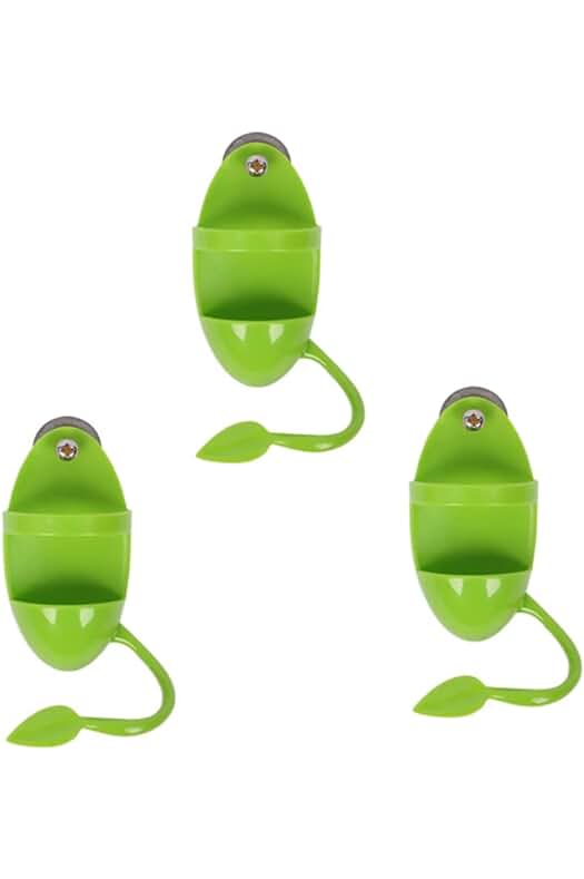 Accesorios de alimentación para loros: 3 perchas plásticas para jaula, color verde