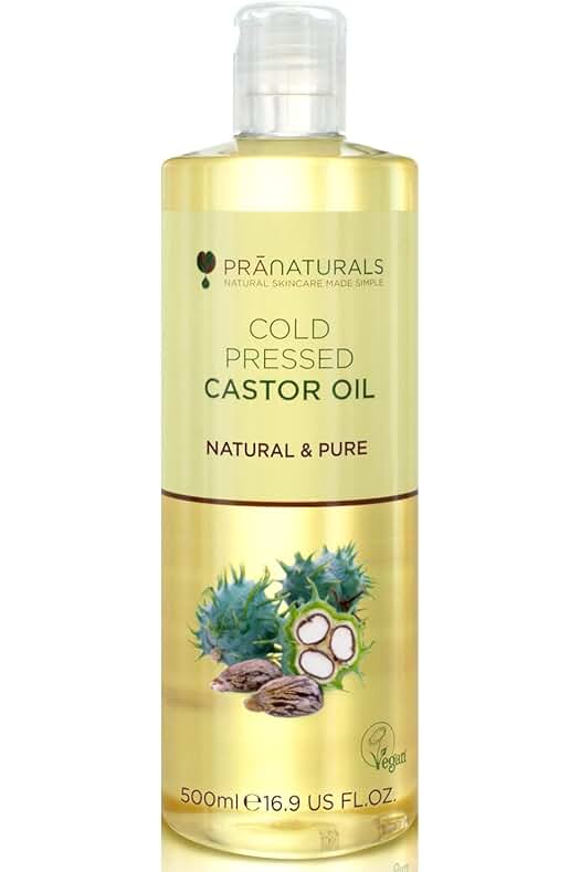 Aceite de ricino prensado en frío de PraNaturals: promueve el crecimiento del pelo y las pestañas, piel más suave.