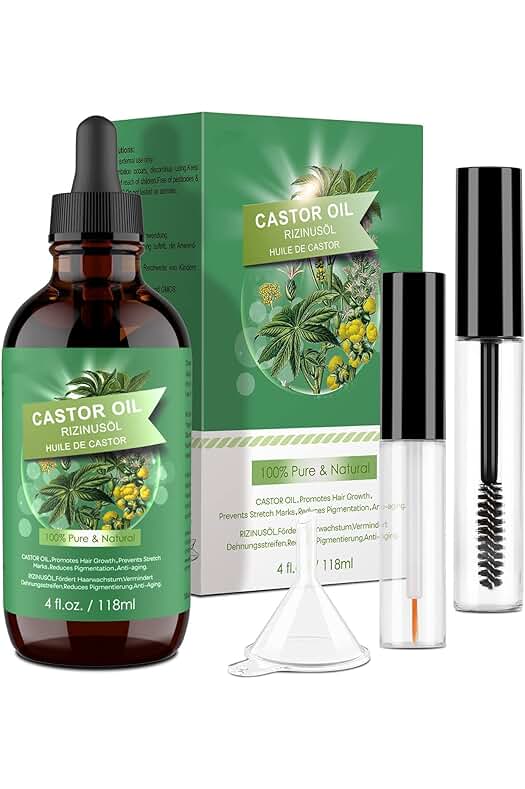 Aceite de ricino puro prensado en frío: estimula el crecimiento del cabello, pestañas, cejas y más.