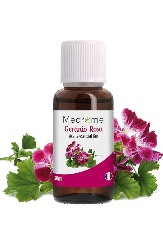 Aceite Esencial de Geranio Rosa Puro para Cuidado de Piel, Cabello y Aromaterapia.