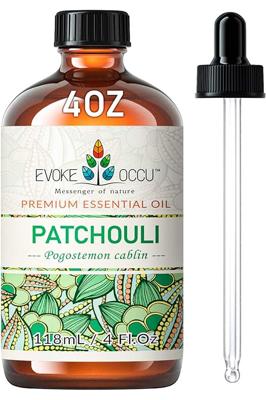 Aceite Esencial de Pachulí 4 Oz - Puro, Aromático y Versátil para Difusor, Piel y Fabricación de Jabón