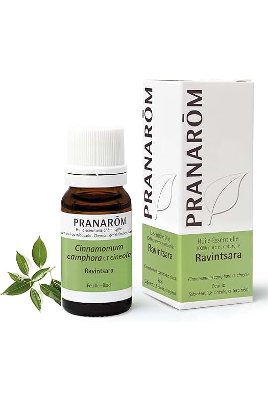 Aceite esencial Ravintsara de PRANARÔM: Refuerza tus defensas y mejora tu bienestar respiratorio.