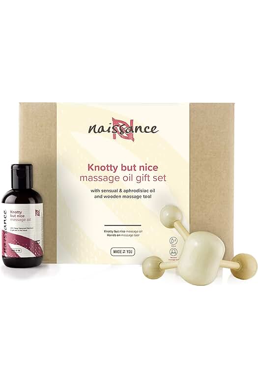 Aceite Íntimo Sensual con Masajeador de Madera - Set de Regalo para Parejas y Aniversarios.