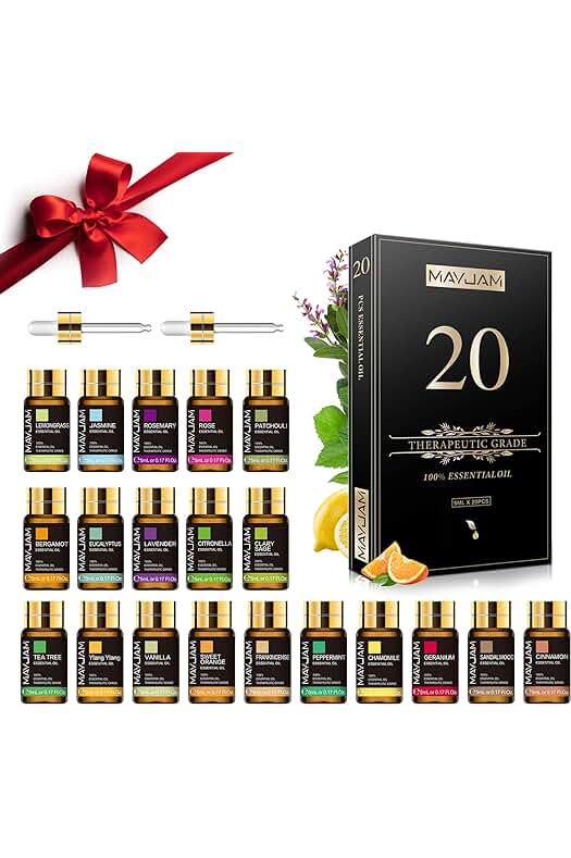 Aceites esenciales 100% puros: Set variado de 20 aceites para aromaterapia y cuidado personal.