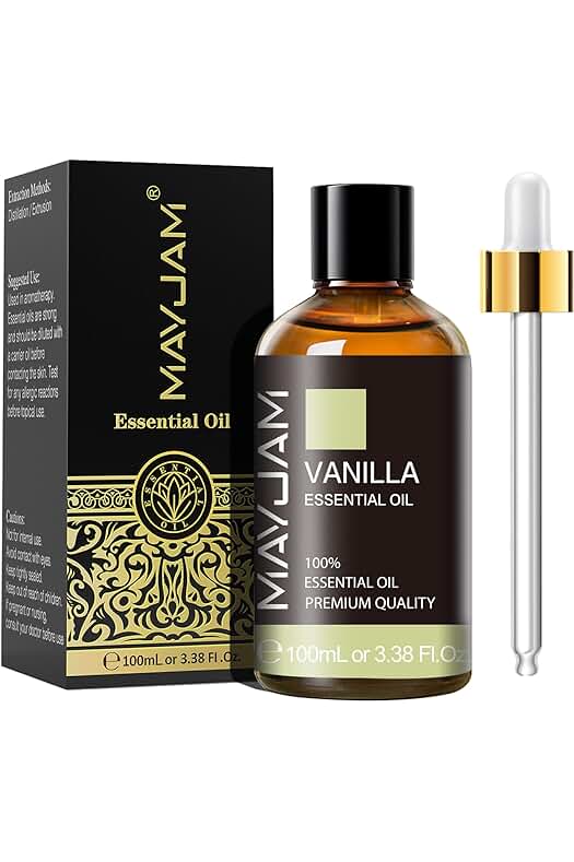Aceites Esenciales de Vainilla Pura - 100 ml, Fragancia Natural para Aromaterapia y Difusores.