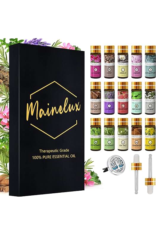Aceites Esenciales Naturales: Set de 15 Aceites Esenciales 100% Naturales MAINELUX