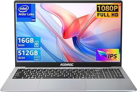 ACEMAGIC Portátil de 15.6 Pulgadas con Procesador Quad-Core, 16GB RAM y 512GB SSD