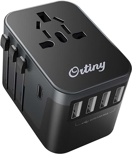 Adaptador de Viaje Universal con Carga Rápida USB para Todos los Dispositivos, 224 países.