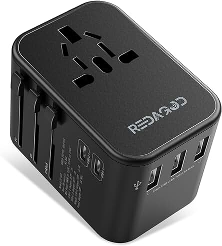 Adaptador Enchufe Universal: Cargador de Viaje con Puertos USB para Más de 224 Países.
