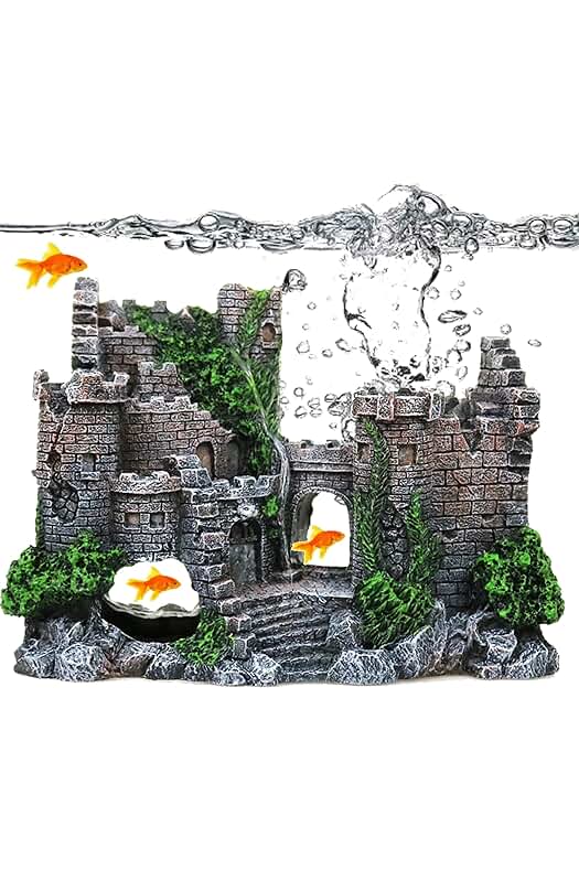 Adornos para acuario: Cueva, árbol y castillo de resina para decorar tu acuario