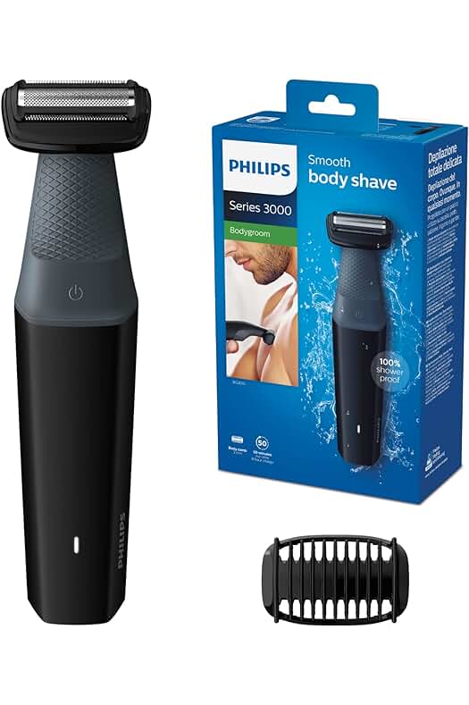 Afeitadora corporal Philips Serie 3000 BG3010/15 - Diseñada para uso en la ducha, con 1 peine-guía y 50 min de autonomía.