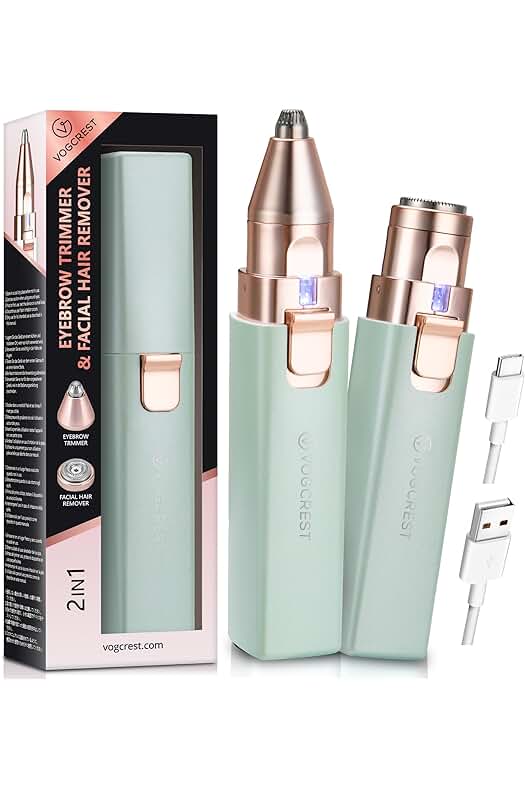 Afeitadora eléctrica 2 en 1 para mujer: Eliminador de vello facial y cejas con luz LED