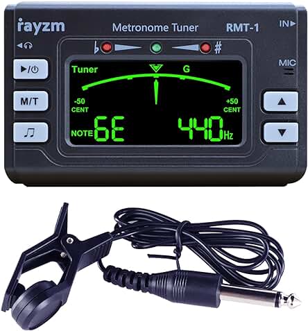Afinador Metrónomo Rayzm para Instrumentos Musicales con Conector para Auriculares de 3,5 mm