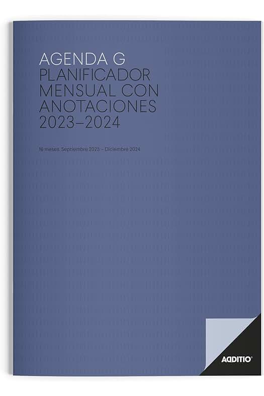 Agenda G Profesorado: Planificador mensual 16 meses | Anotaciones | Tamaño 19,5 x 28,5 cm.