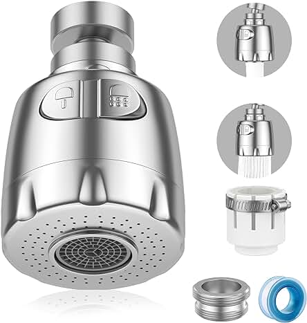 Aireador de grifo 360° con filtro regulador para ahorro hídrico en cocina y baño