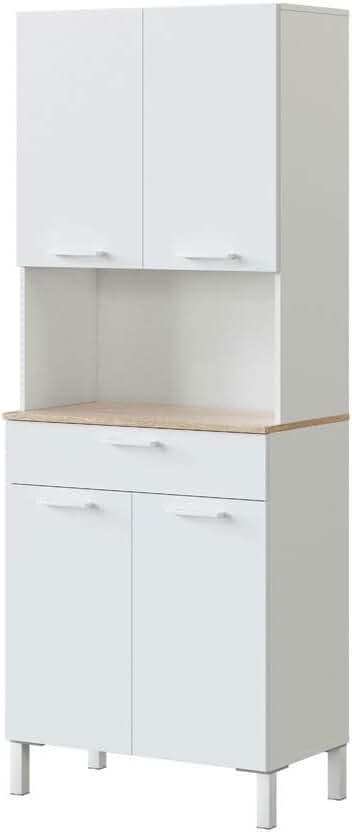 Alacena de Cocina Moderna con Amplio Espacio de Almacenamiento en Blanco Artik y Roble Canadian.