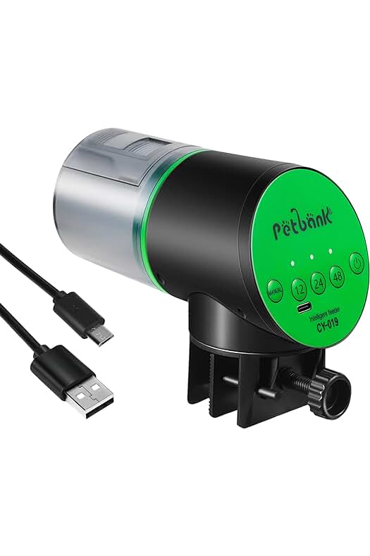 Alimentador Automático de Peces - Dispensador de Comida Recargable con Temporizador y Cable USB