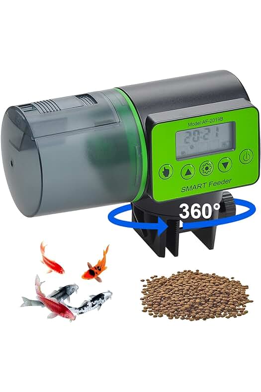 Alimentador automático para peces: Dispensador de alimentos para acuario con temporizador - Verde