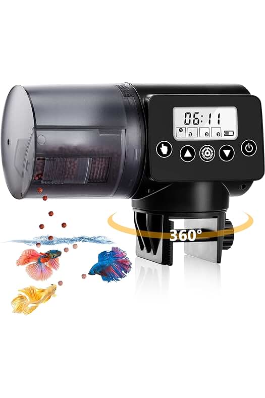 Alimentador automático para peces - Dispensador programable con pantalla LCD y configuración de tiempo