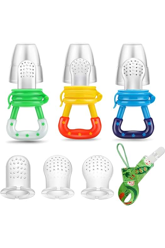 Alimentador de frutas frescas para bebé PandaEar | Chupete Nibbler seguro y suave sin BPA.