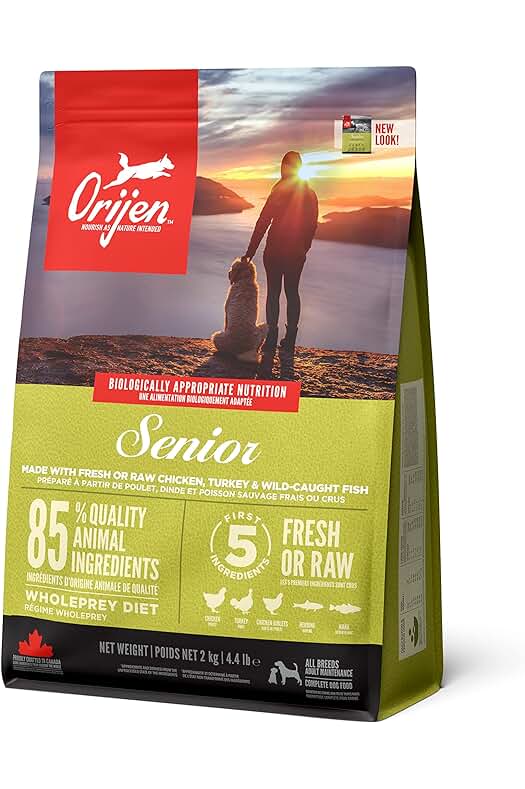 Alimento para perros mayores: ORIJEN Senior para perros mayores de 2 kg.