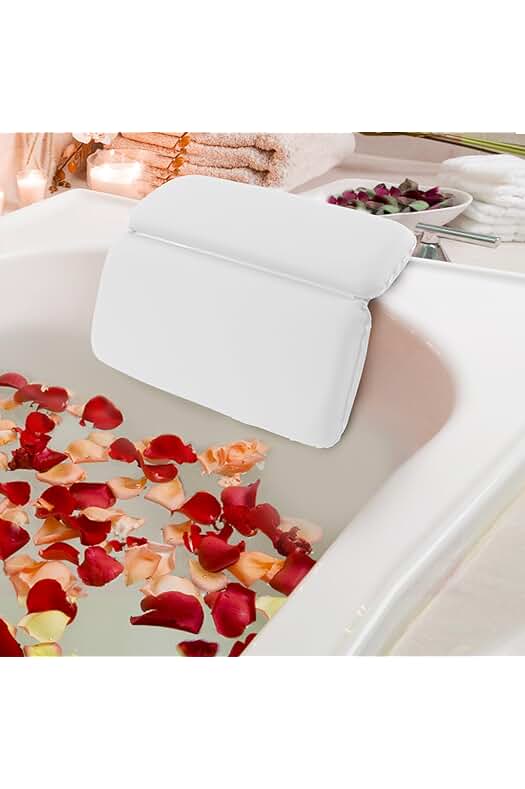 Almohada de Baño de Lujo con Ventosas para Hidromasajes y Spas (Blanco)