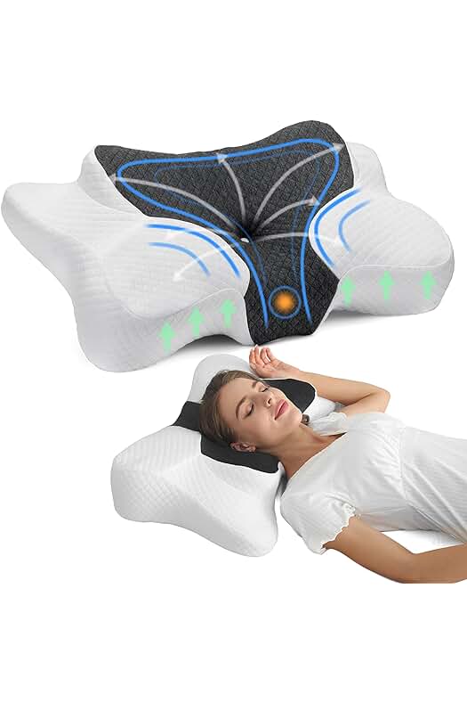 Almohada ergonómica de espuma con memoria para aliviar el dolor cervical y mejorar el sueño.