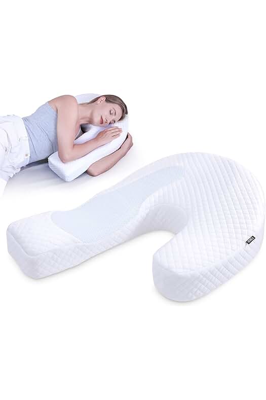 Almohada Ergonómica de Espuma de Memoria para Dormir de Lado - Funda Lavable