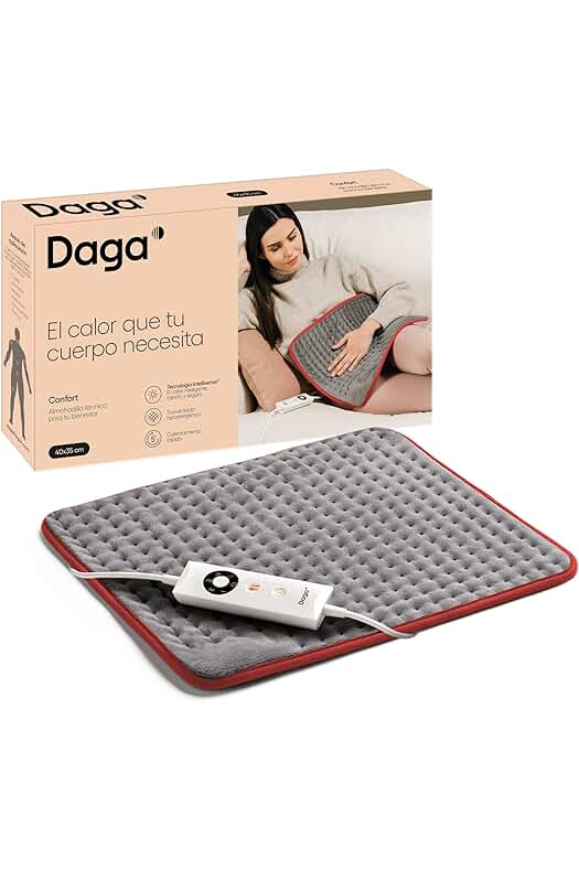Almohadilla Térmica Daga Confort: Tecnología Intellisense, Suave Tejido, 5 Temperaturas Ajustables, 40x35 cm.