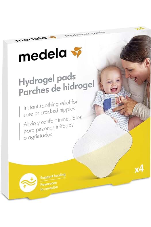 Almohadillas de hidrogel para pezones doloridos, alivio instantáneo y reutilizables, paquete de 4 unidades.