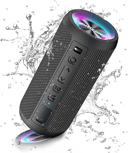 Altavoz Bluetooth Potente Ortizan X10P Negro con Luz LED y Reproducción 30H, IPX7 Impermeable.