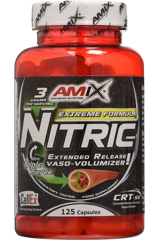 Amix - Óxido Nitrico - Suplemento Alimenticio - Mejora la Fuerza y Congestión - Nutrición Deportiva - 125 Cápsulas
