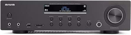 Amplificador de audio Aiwa AMU-120BTBK: Potente sonido inalámbrico con Bluetooth 5.0 de 120W.