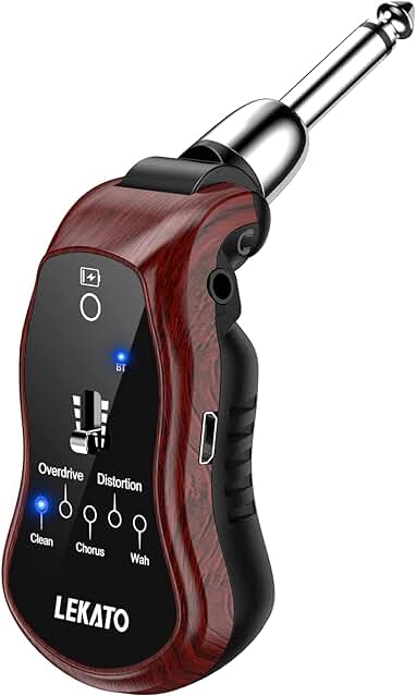 Amplificador de guitarra recargable LEKATO con Bluetooth, distorsión y Wah en formato de bolsillo