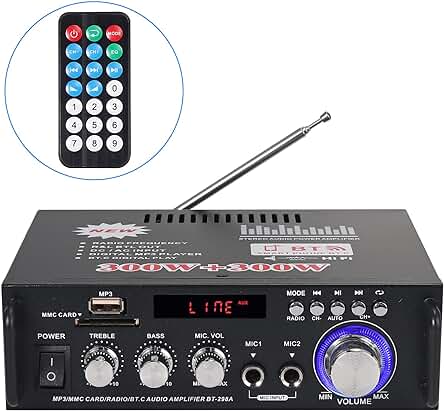 Amplificador Estéreo HiFi Bluetooth de alta potencia para el hogar y el automóvil.