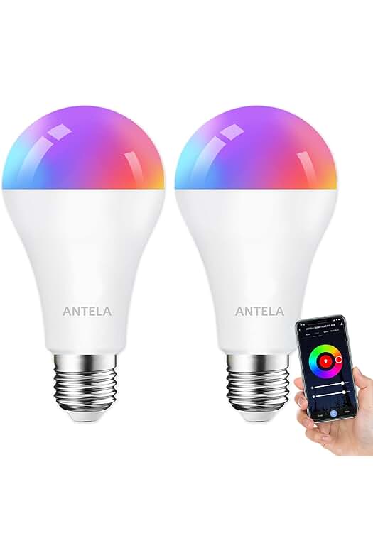 ANTALA Bombilla Inteligente WiFi LED A65 E27 12W 1320Lúmenes Compatible con Asistentes de Voz