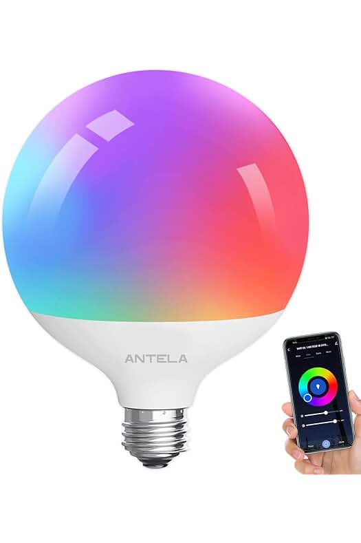 ANTELA Bombilla Inteligente Alexa E27: Controla tu iluminación con voz y disfruta de colores personalizados.
