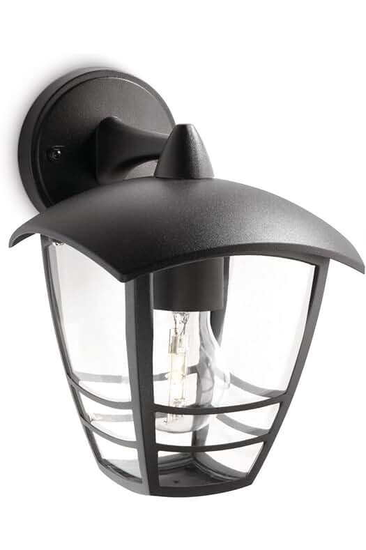 Aplique de exterior Philips MyGarden Creek, elegante diseño negro, fácil instalación, para iluminar tu jardín.