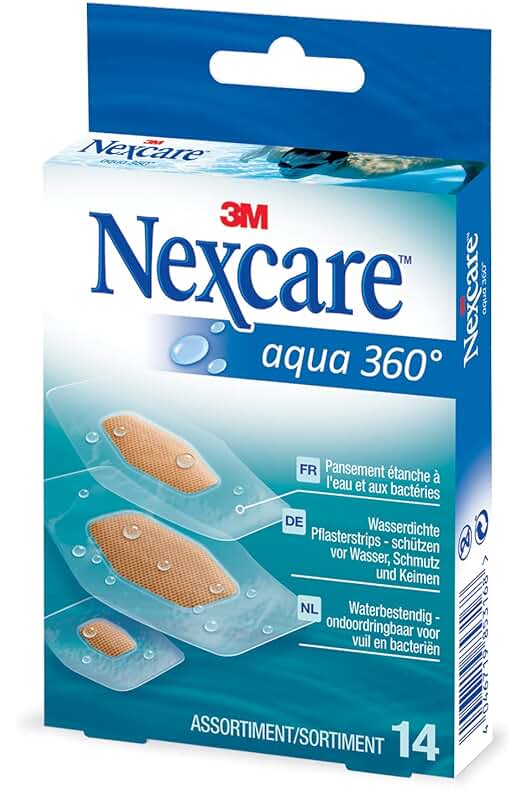 Apósitos Aqua Clear Waterproof de Nexcare: Protección impermeable para heridas y rasguños menores.