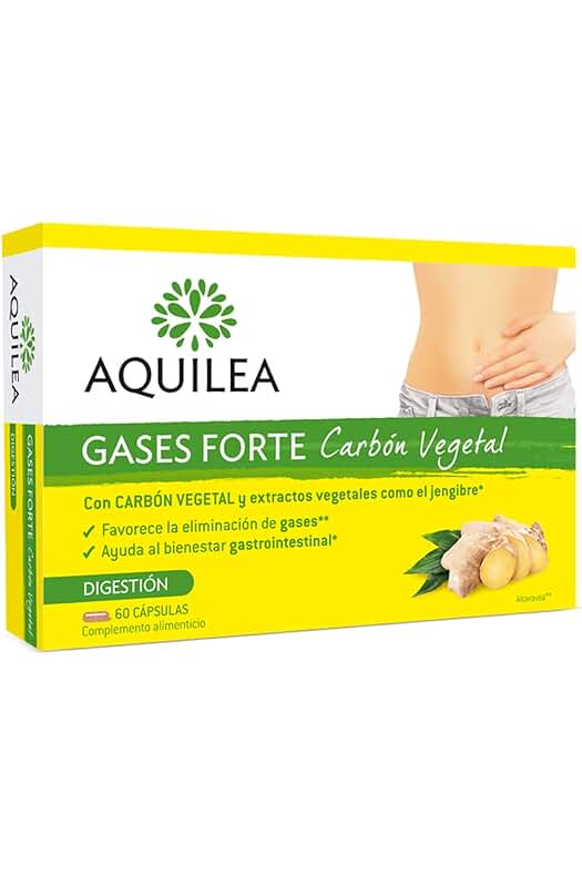 AQUILEA Carbón Vegetal Gases Forte - Suplemento para el Bienestar Gastrointestinal - 60 Cápsulas