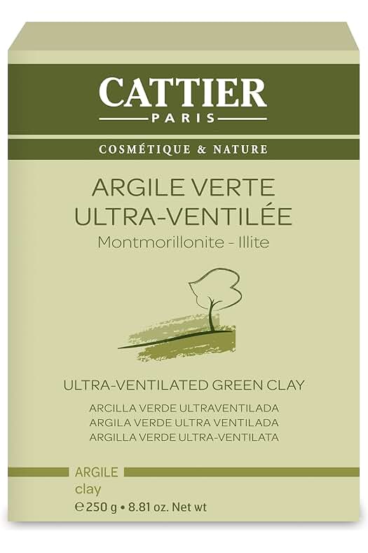 Arcilla Verde Ultra-Ventilada Cattier, 250 gramos - Beneficios para la piel y el cabello.