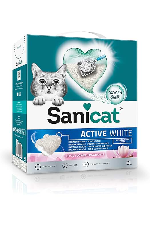 Arena Aglomerante Active White - Arena para gatos con control de olor y alta capacidad de absorción.