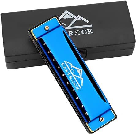 Armónica Diatónica EastRock Blues 10 agujeros C llave con estuche, ideal para profesionales y principiantes