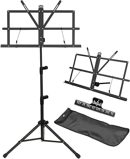 Atril para partituras GLEAM - Soporte plegable con bolsa de transporte incluida.