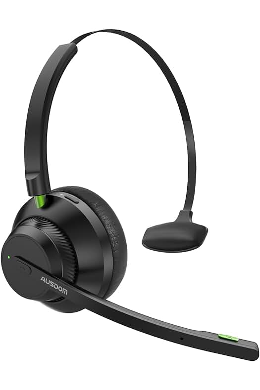 Auriculares Bluetooth Cascos AUSDOM con Micrófonos PC, Cancelación de Ruido y Sonido Estéreo Claro.