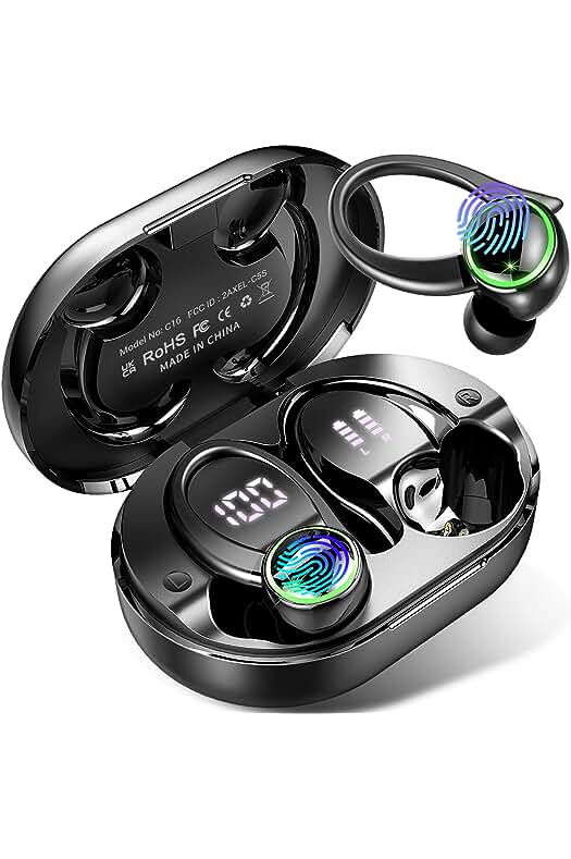 Auriculares Bluetooth Deportivos con Cancelación de Ruido, Resistente al Agua y Carga Rápida USB-C.