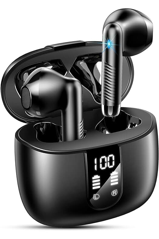 Auriculares Bluetooth Inalámbricos con Micrófono HD, Cancelación de Ruido ENC y Pantalla LED