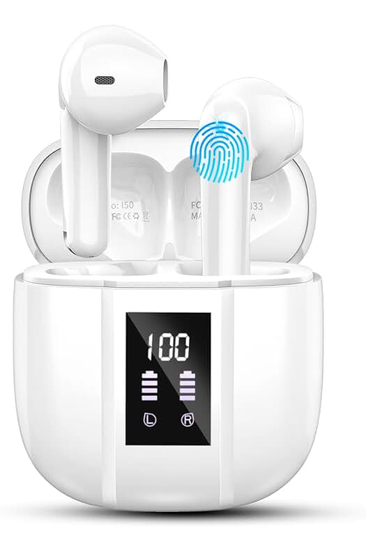 Auriculares Bluetooth Inalámbricos: Sonido Estéreo HiFi, Reducción de Ruido, Impermeables y Carga Rápida USB-C.