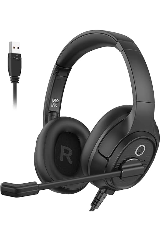 Auriculares USB con Micrófono: Cancelación de Ruido, Control de Audio y Compatibilidad con Zoom/Oficina.